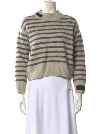 Pre-owned Moncler Virgin Wool Striped Sweater In Neutral