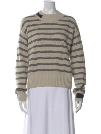 Pre-owned Moncler Virgin Wool Striped Sweater In Neutral