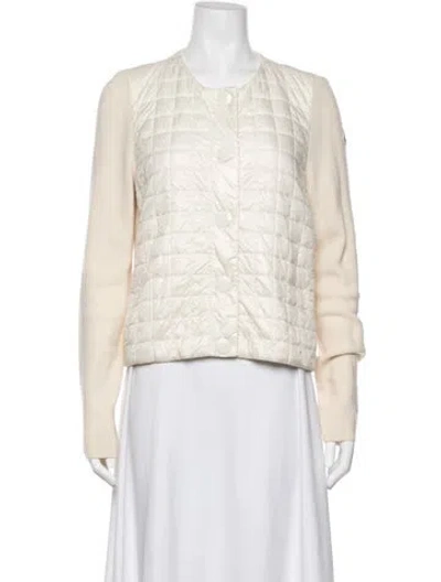 Pre-owned Moncler Virgin Wool Striped Sweater In Neutral