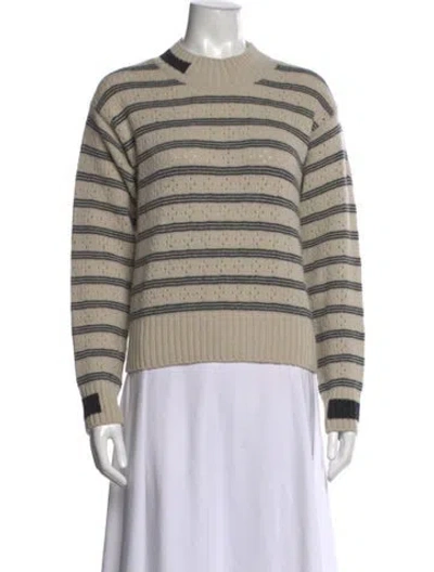 Pre-owned Moncler Virgin Wool Striped Sweater In Neutrals