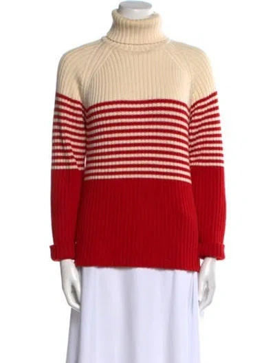 Pre-owned Moncler Virgin Wool Striped Sweater In Red
