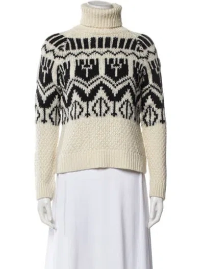 Pre-owned Moncler Virgin Wool Striped Sweater In White