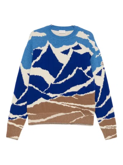 Moncler Virgin Wool Sweater In Blue