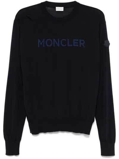 Moncler Virgin Wool Sweater In Blue