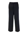 Moncler Blue Pants With Drawstring Elastic Waist And Logo Patch On The Rear In Wool Man In Blue