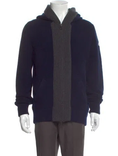 Pre-owned Moncler Virgin Wool Turtleneck Cardigan In Black