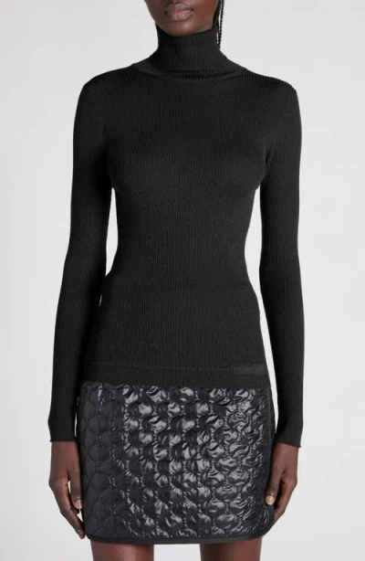 Moncler Virgin Wool Turtleneck Sweater In Black