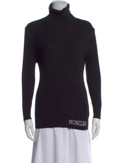 Pre-owned Moncler Virgin Wool Turtleneck Sweater In Black