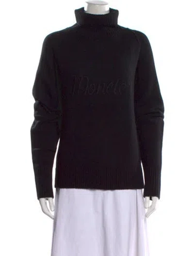 Pre-owned Moncler Virgin Wool Turtleneck Sweater In Black