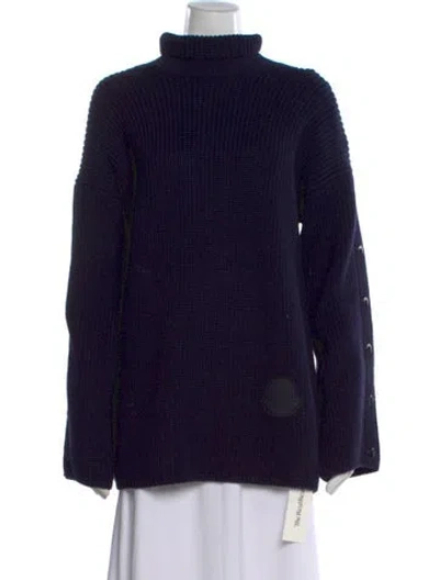 Pre-owned Moncler Virgin Wool Turtleneck Sweater In Blue