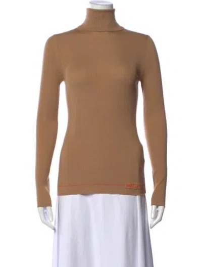 Pre-owned Moncler Virgin Wool Turtleneck Sweater In Brown/neutrals