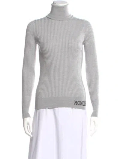 Pre-owned Moncler Virgin Wool Turtleneck Sweater In Gray