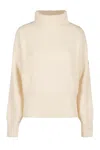 Moncler Shell-trimmed Ribbed Wool Turtleneck Sweater In Green