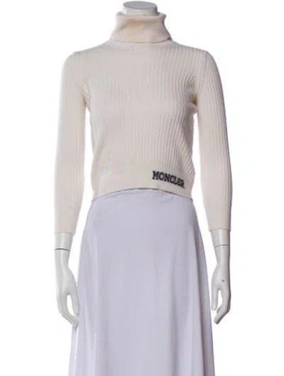 Pre-owned Moncler Virgin Wool Turtleneck Sweater In Neutral