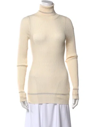 Pre-owned Moncler Virgin Wool Turtleneck Sweater In Neutral
