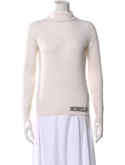 Pre-owned Moncler Virgin Wool Turtleneck Sweater In Neutral