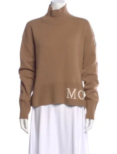 Pre-owned Moncler Virgin Wool Turtleneck Sweater In Neutral