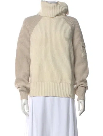 Pre-owned Moncler Virgin Wool Turtleneck Sweater In Neutrals