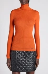 Moncler Virgin Wool Turtleneck Sweater In Orange