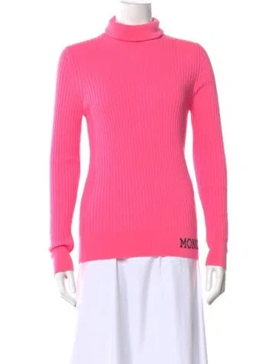 Pre-owned Moncler Virgin Wool Turtleneck Sweater In Pink