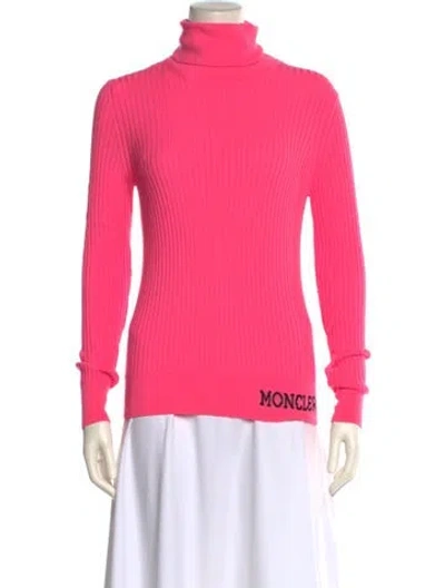 Pre-owned Moncler Virgin Wool Turtleneck Sweater In Pink