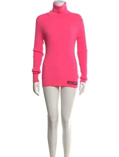 Pre-owned Moncler Virgin Wool Turtleneck Sweater In Pink