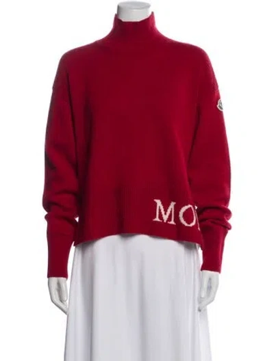 Pre-owned Moncler Virgin Wool Turtleneck Sweater In Red
