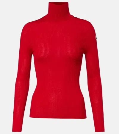 Moncler Virgin Wool Turtleneck Sweater In Red