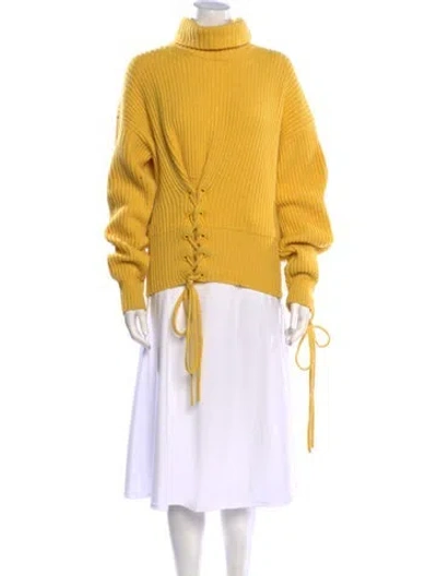 Pre-owned Moncler Virgin Wool Turtleneck Sweater In Yellow