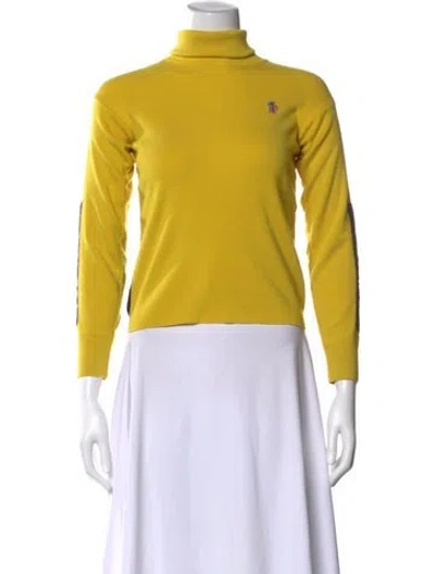 Pre-owned Moncler Virgin Wool Turtleneck Sweater In Yellow