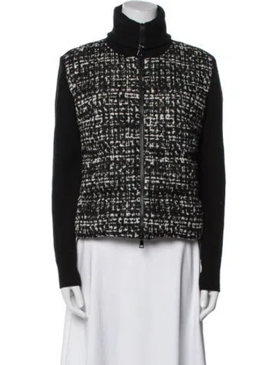 Pre-owned Moncler Virgin Wool Tweed Pattern Evening Jacket In Black