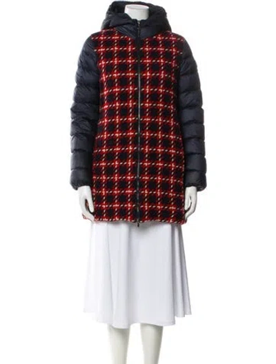 Pre-owned Moncler Virgin Wool Tweed Pattern Jacket In Blue