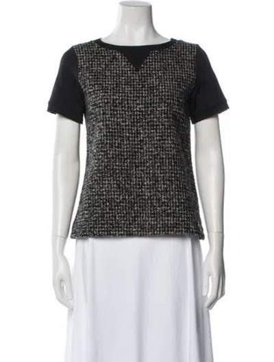 Pre-owned Moncler Virgin Wool Tweed Pattern Top In Black