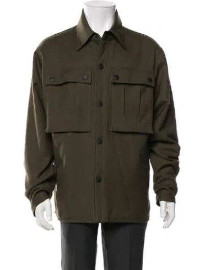 Pre-owned Moncler Virgin Wool Utility Jacket In Green