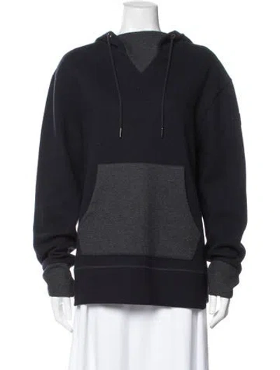 Pre-owned Moncler Virgin Wool V-neck Hoodie In Black