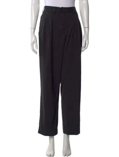 Pre-owned Moncler Virgin Wool Wide Leg Pants In Black