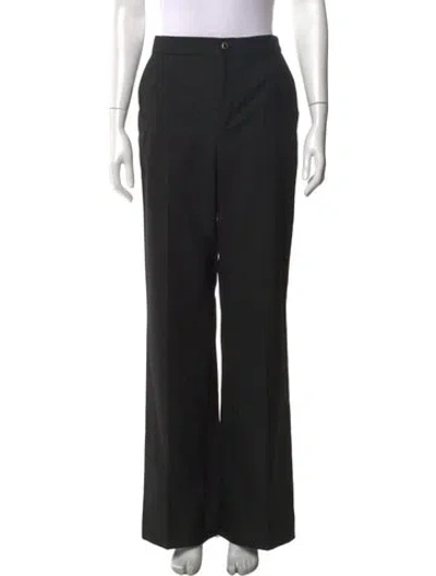 Pre-owned Moncler Virgin Wool Wide Leg Pants In Black