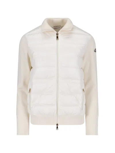 Moncler Virgin Wool Zip Cardigan In White