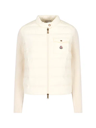 Moncler Wool Zip-up Cardigan Down Jacket In Neutral