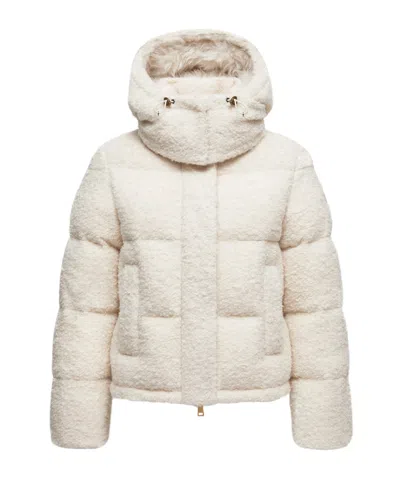 Moncler Virieu Bouclé Hooded Short Down Jacket In Neutral