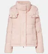 Moncler Virieu Hooded Bouclé Down Jacket In Pink