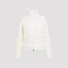 Moncler White Logo Patch Jacket In Natural