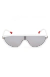 Moncler Vitesse Shield Sunglasses In White/smoke/silver