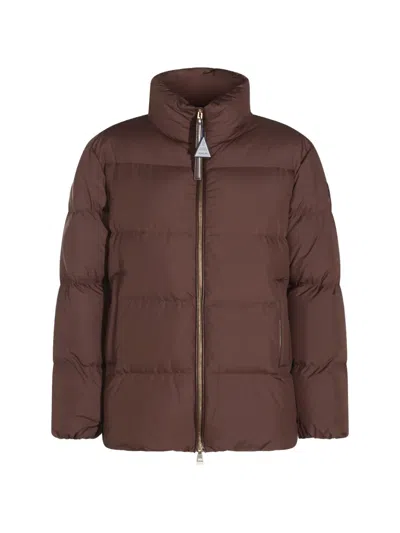 Moncler Vivantesse High-neck Puffer Jacket In Brown