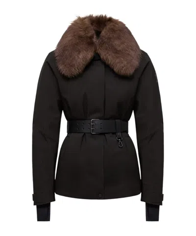 Moncler Vizelles Shearling-trimmed Ski Jacket In Black