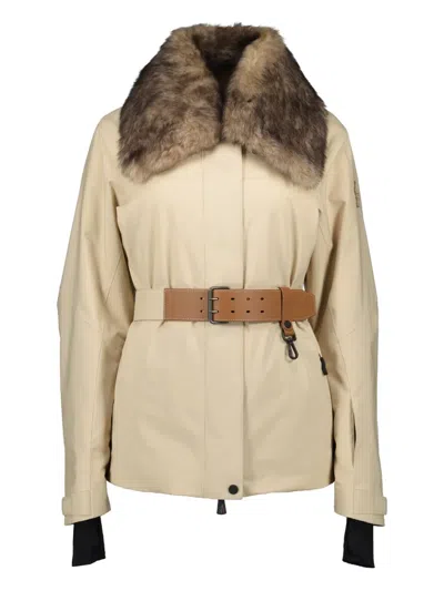 Moncler Vizelles Shearling-trimmed Ski Jacket In Neutral
