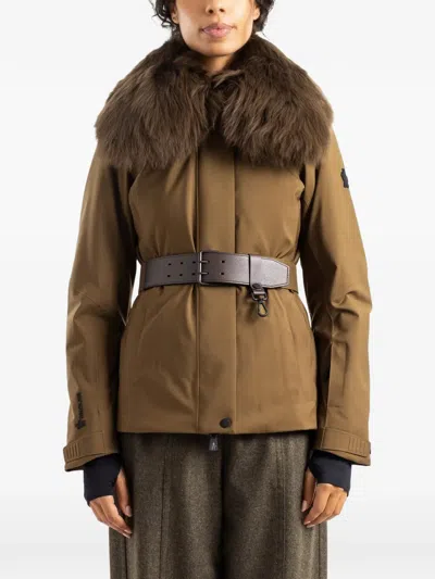 Moncler Vizelles Shearling-trimmed Ski Jacket In Brown