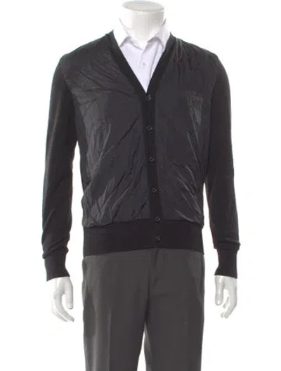 Pre-owned Moncler V-neck Long Sleeve Cardigan In Black