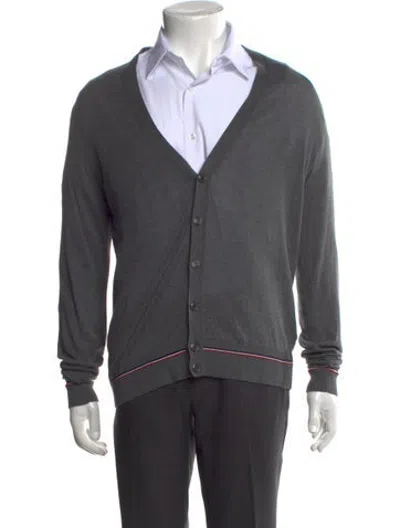 Pre-owned Moncler V-neck Long Sleeve Cardigan In Grey