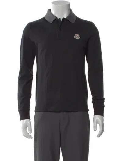Pre-owned Moncler V-neck Long Sleeve Polo Shirt In Black